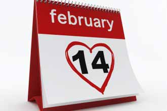 Calendar is open on Valentine's date