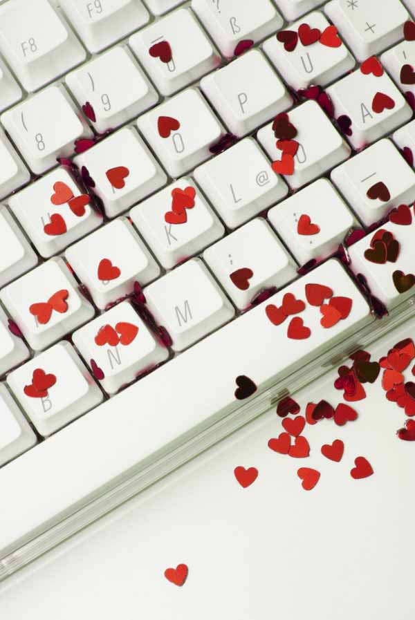 Red Hearts laying on the Keyboard