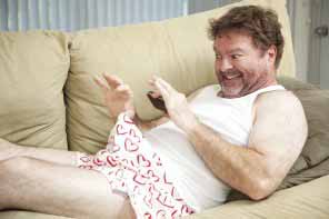 Humorous photo of a man in his underwear