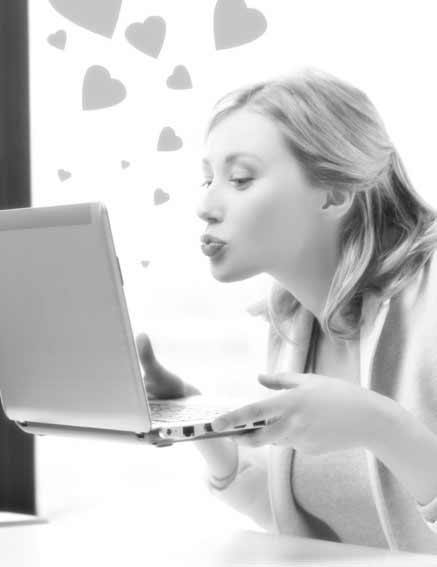 a woman sending virtual kisses